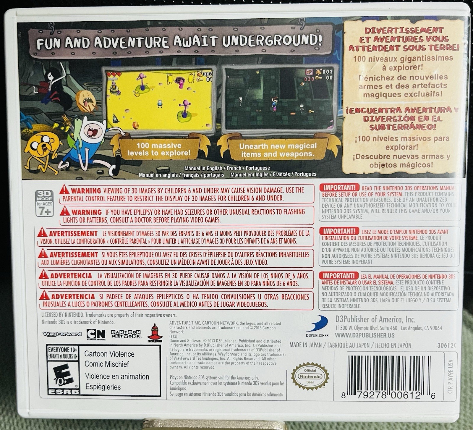 D3Publisher Adventure Time: Explore the Dungeon 3DS NTSC-U/C E10+ Case