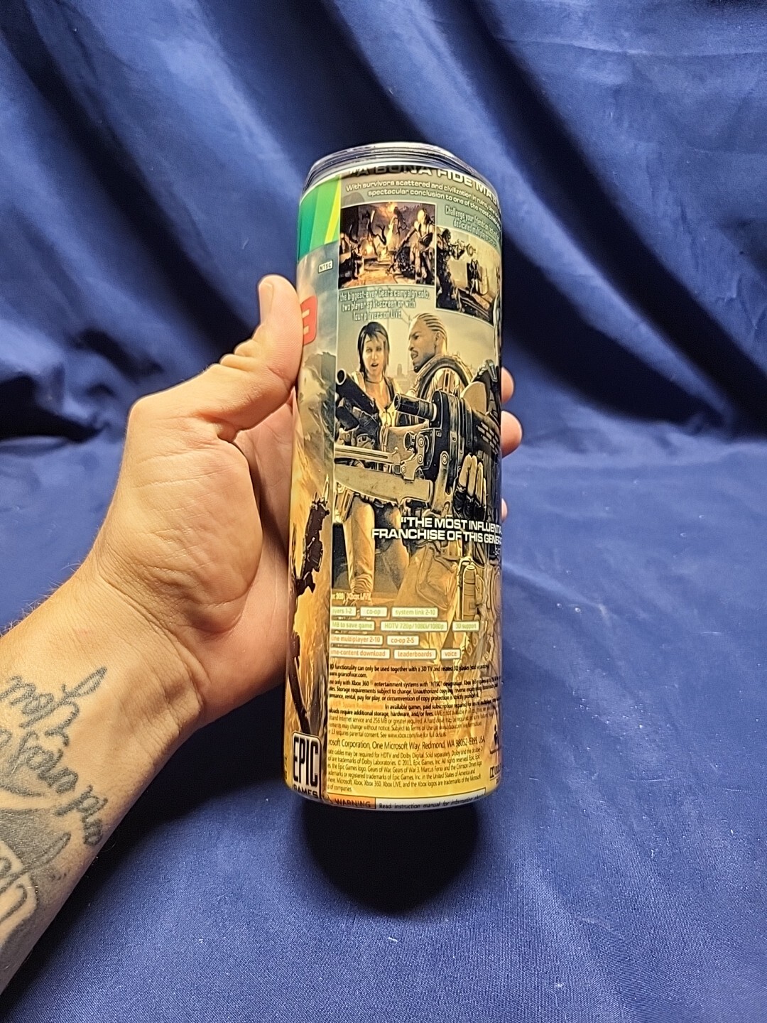 Gears of War 3 (Xbox 360, 2011) Artwork Sublimation 20oz Tumbler