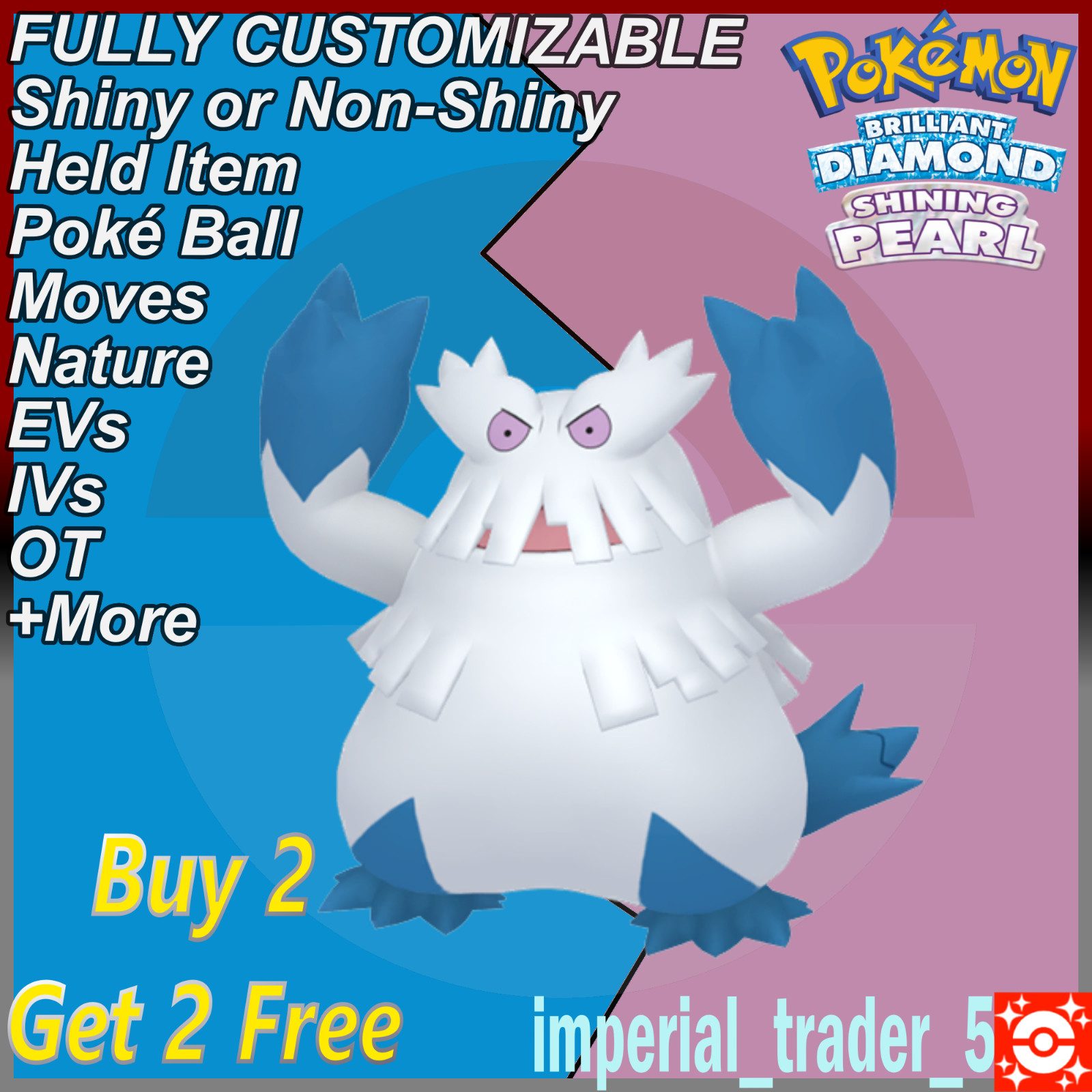 Pokemon Brilliant Diamond & Shining Pearl ✨ Shiny Abomasnow ✨ 6IV Customizable