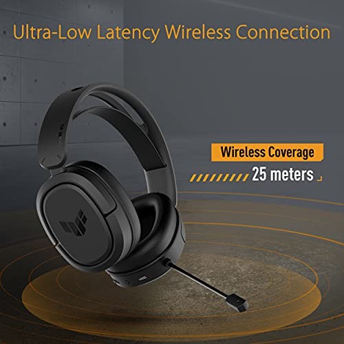 ASUS TUF Gaming H1 Wireless Headset Mic, 7.1 Surround Sound, 40mm Drivers,