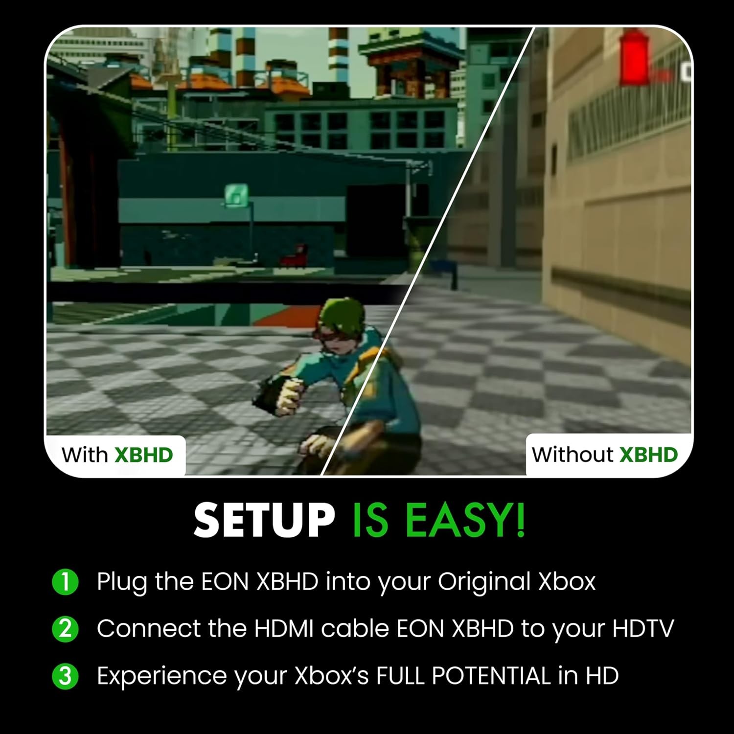 EON Original Xbox HD HDMI Adapter + LAN Hub Adapter Plug and Play Video Enhancer