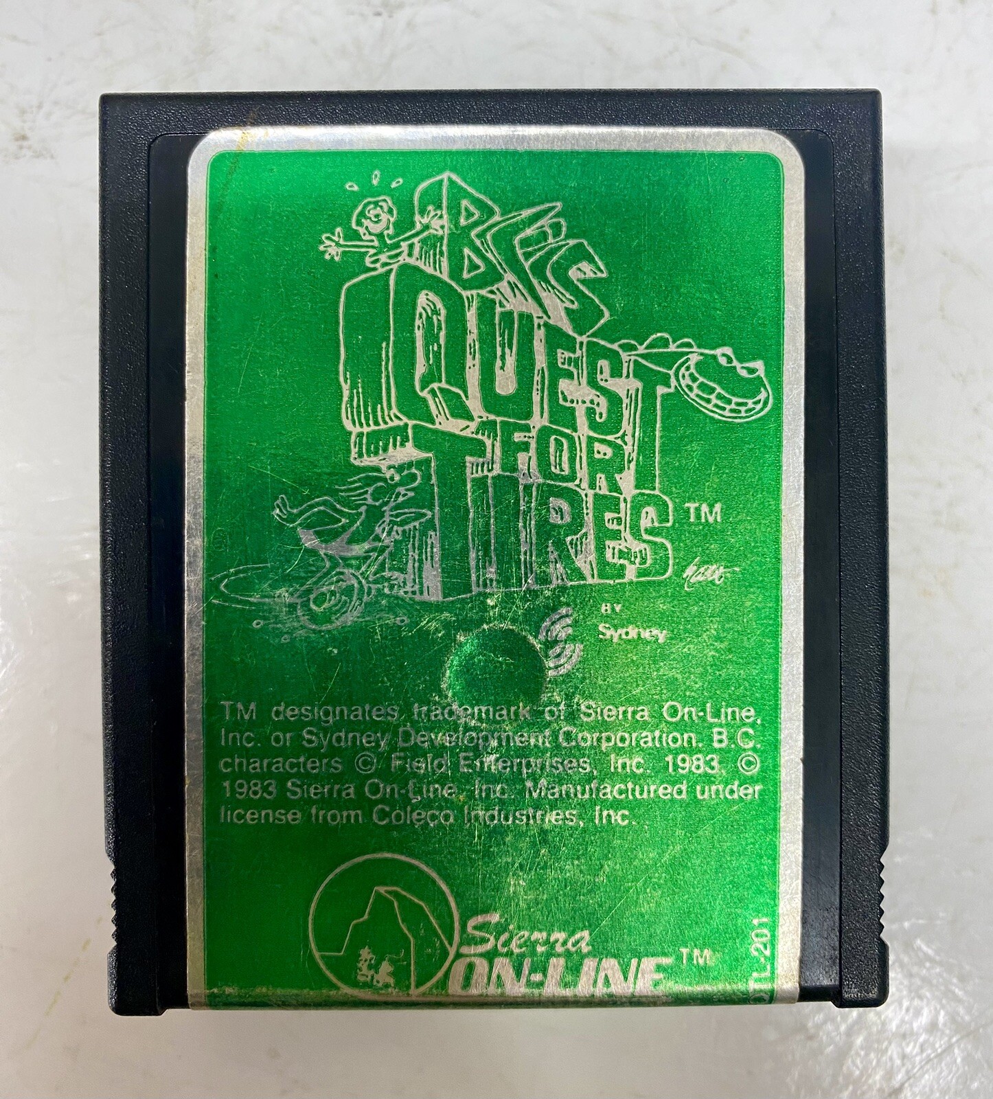 B.C.’s Quest For Tires Green Cartridge Atari 400 800 XE XL UNTESTED Retro Game