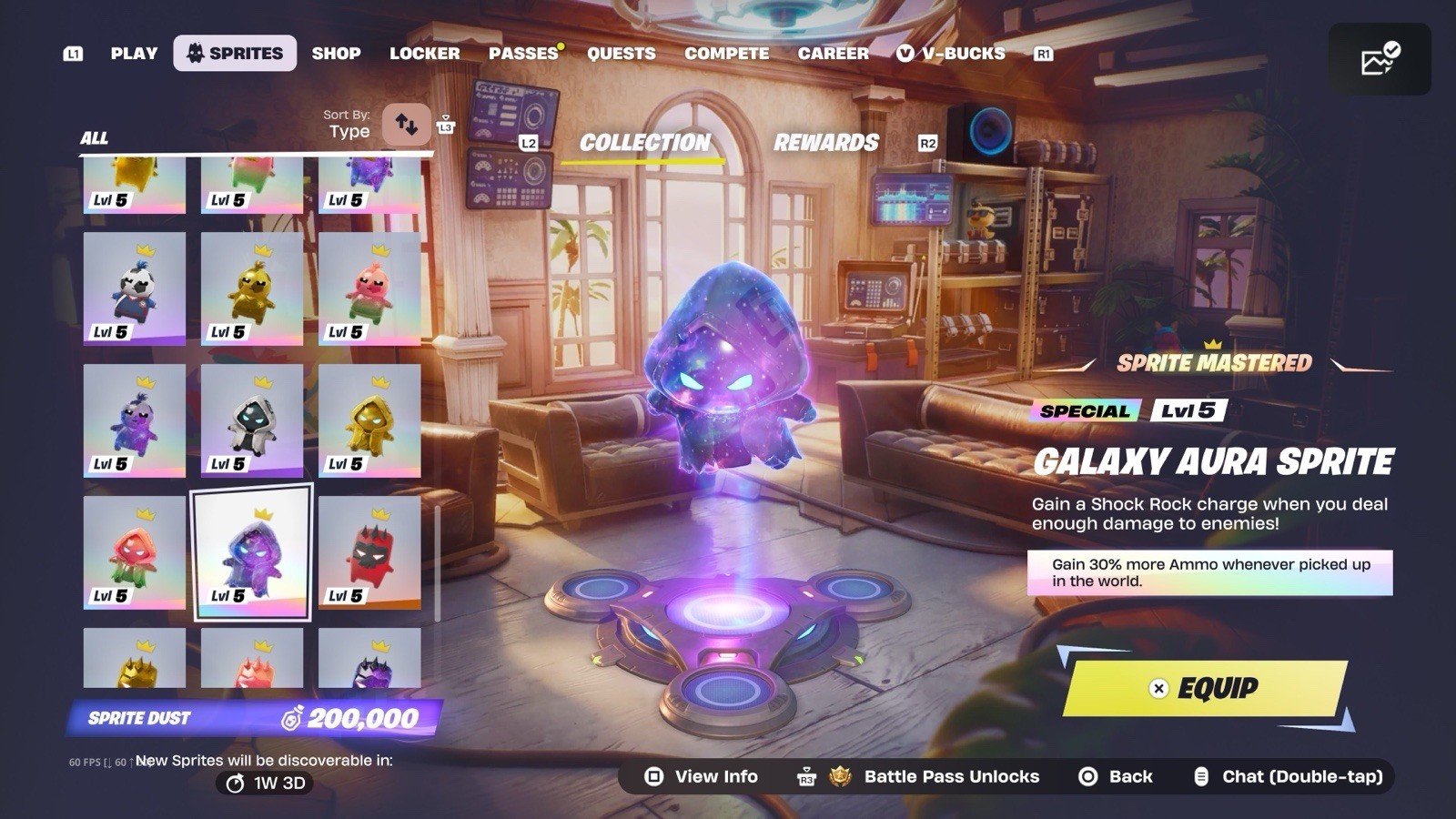 Fortnite Sprites All LVL 5 Normal, Gold, Gummy, Galaxy Sprites ALL MASTERED