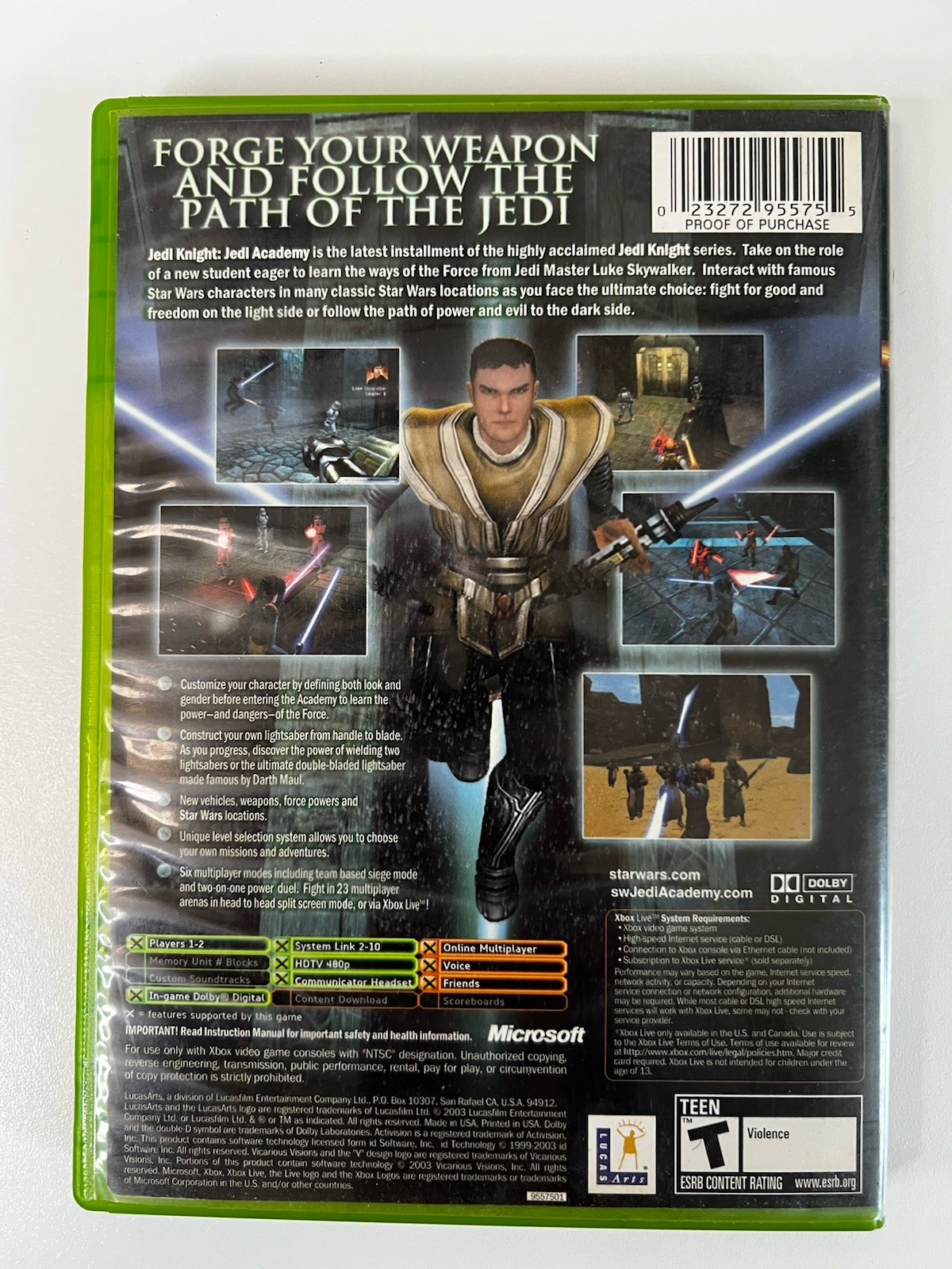Star Wars: Jedi Knight — Jedi Academy (Microsoft Xbox, 2003) CIB