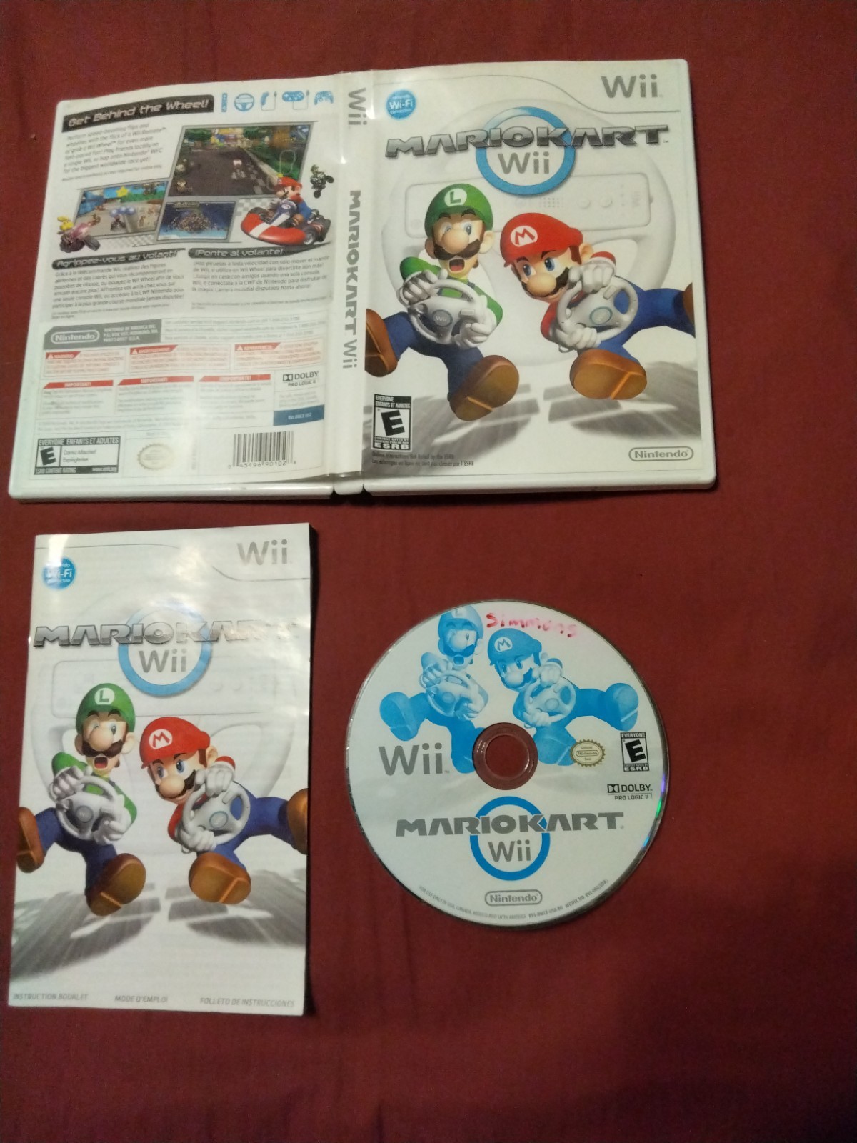 Nintendo Wii Mario Kart 2008 Steering Wheel And Manual Included