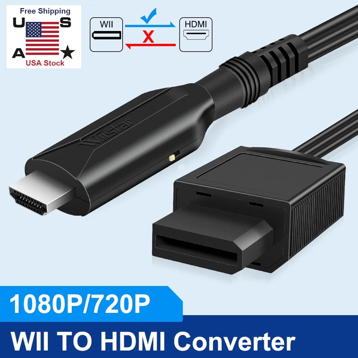 Wii to HDMI Adapter Converter Cable Full HD 1080P/720P Plug & Play for HD TV PC