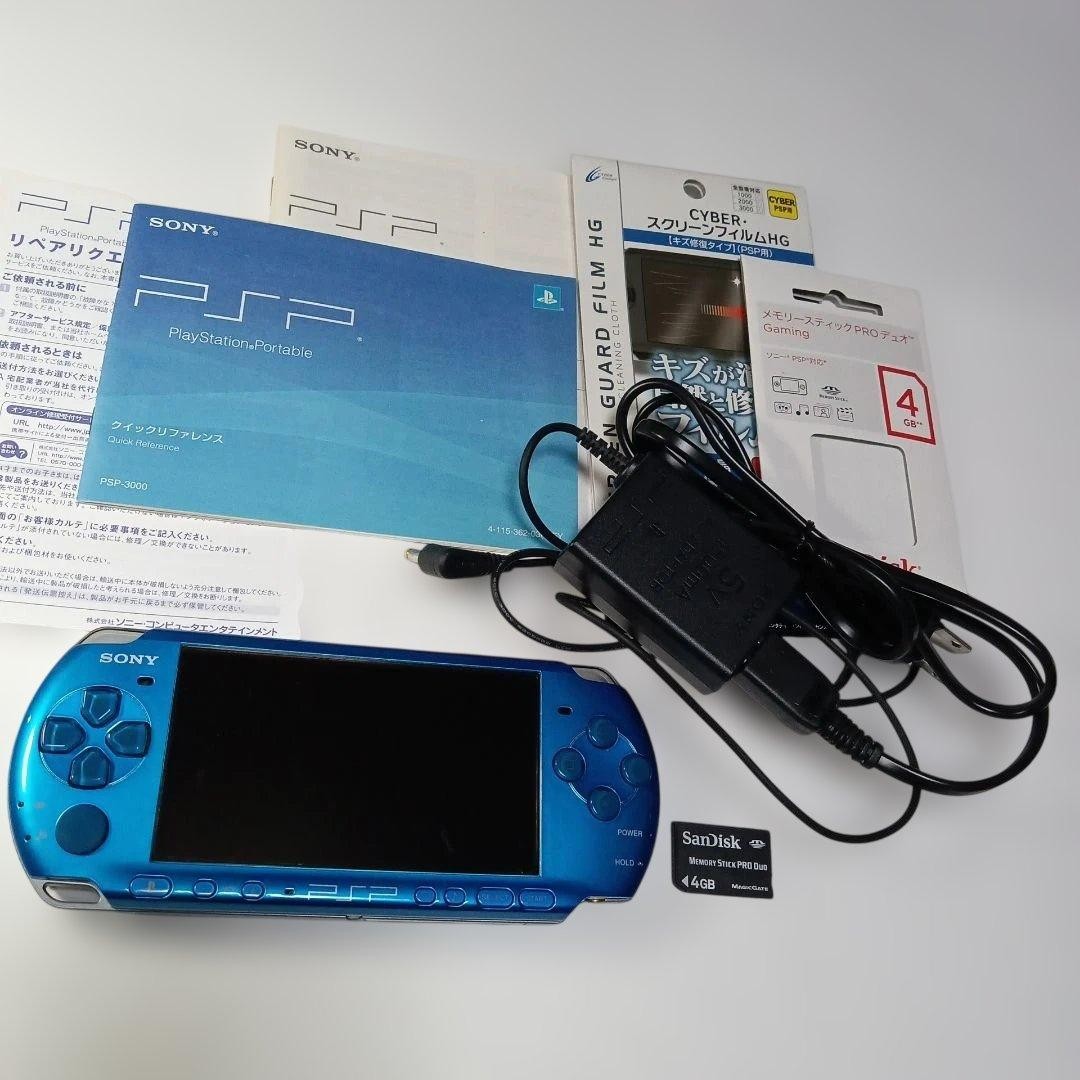 PSP Psp3000 Vb Film Terminal Ac Adapter Memory Stick 4Gb Japan