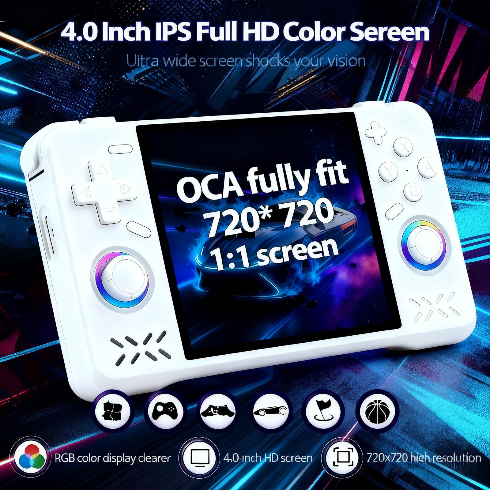 XF40H Retro Handheld Game Console with Gift Card & Bag, 4 Inch 4K IPS 128GB 2…