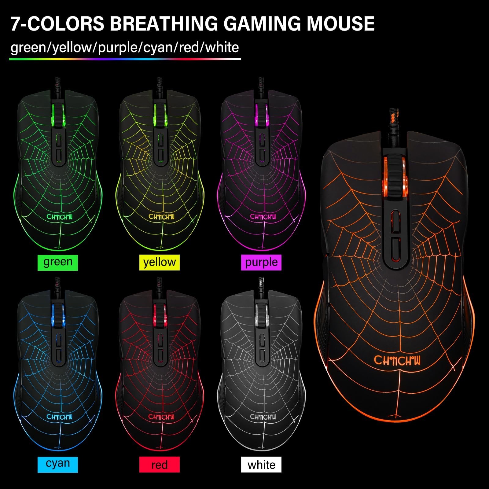 CHONCHOW Gaming Keyboard and Mouse for Mac PC PS5 PS4 Xbox One Gamers, RGB Ba…