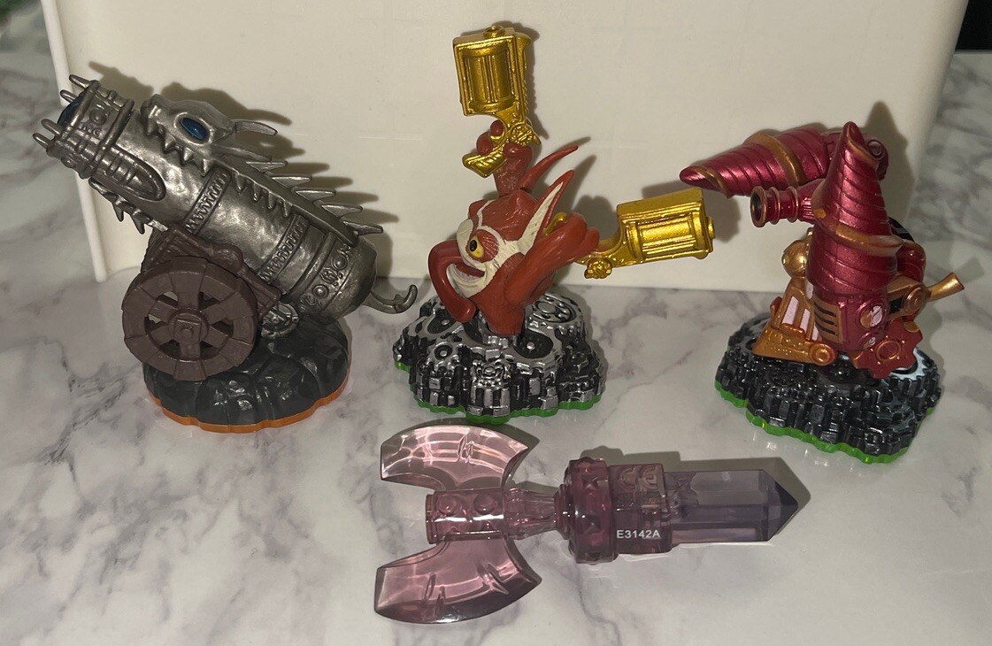 Skylander Lot 4 Dragon Fire Cannon,Trigger Happy,Drill Sergeant & Undead Axe
