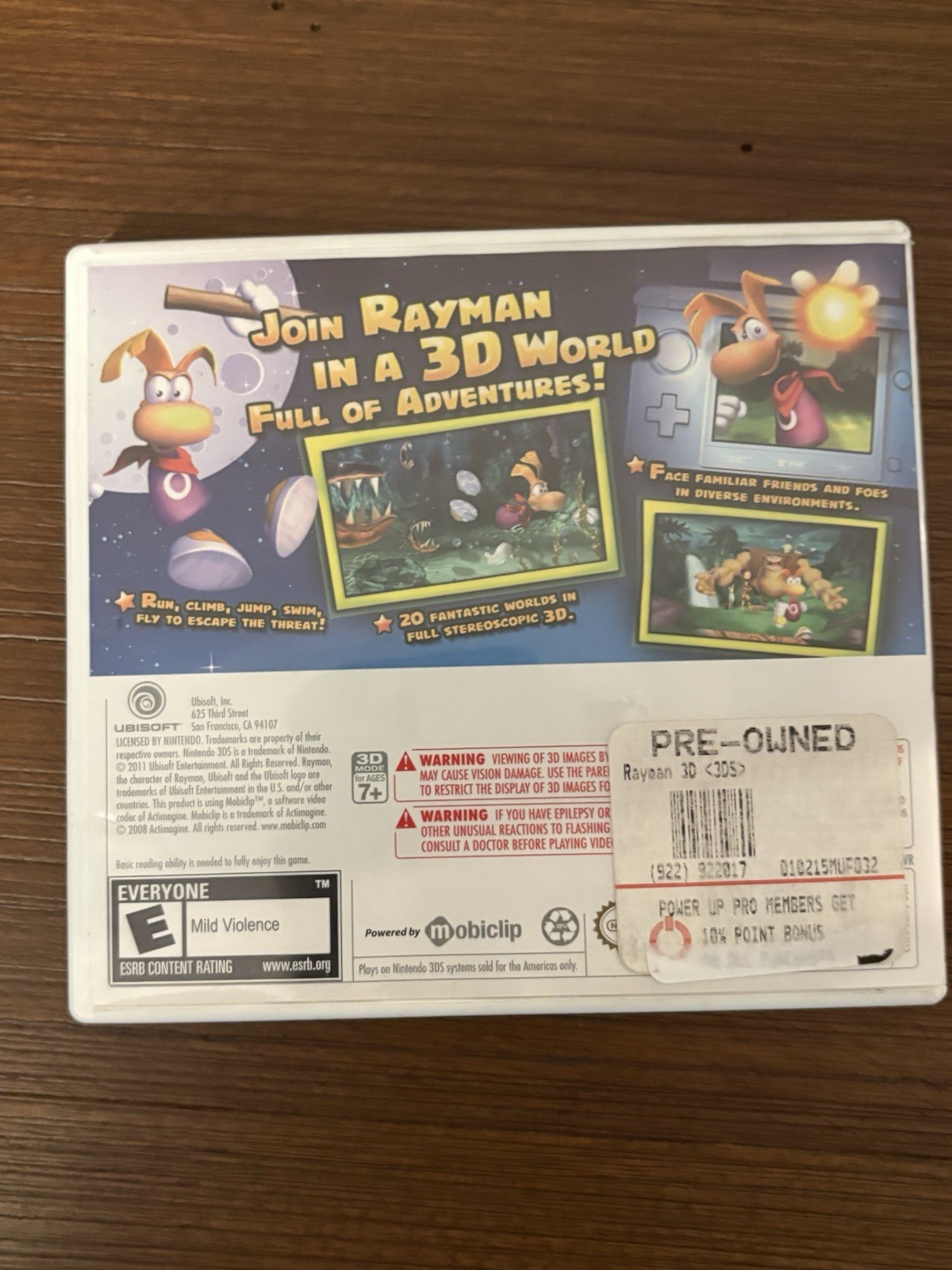 Rayman 3D (Nintendo 3DS, 2011) Adult Owned Excellent