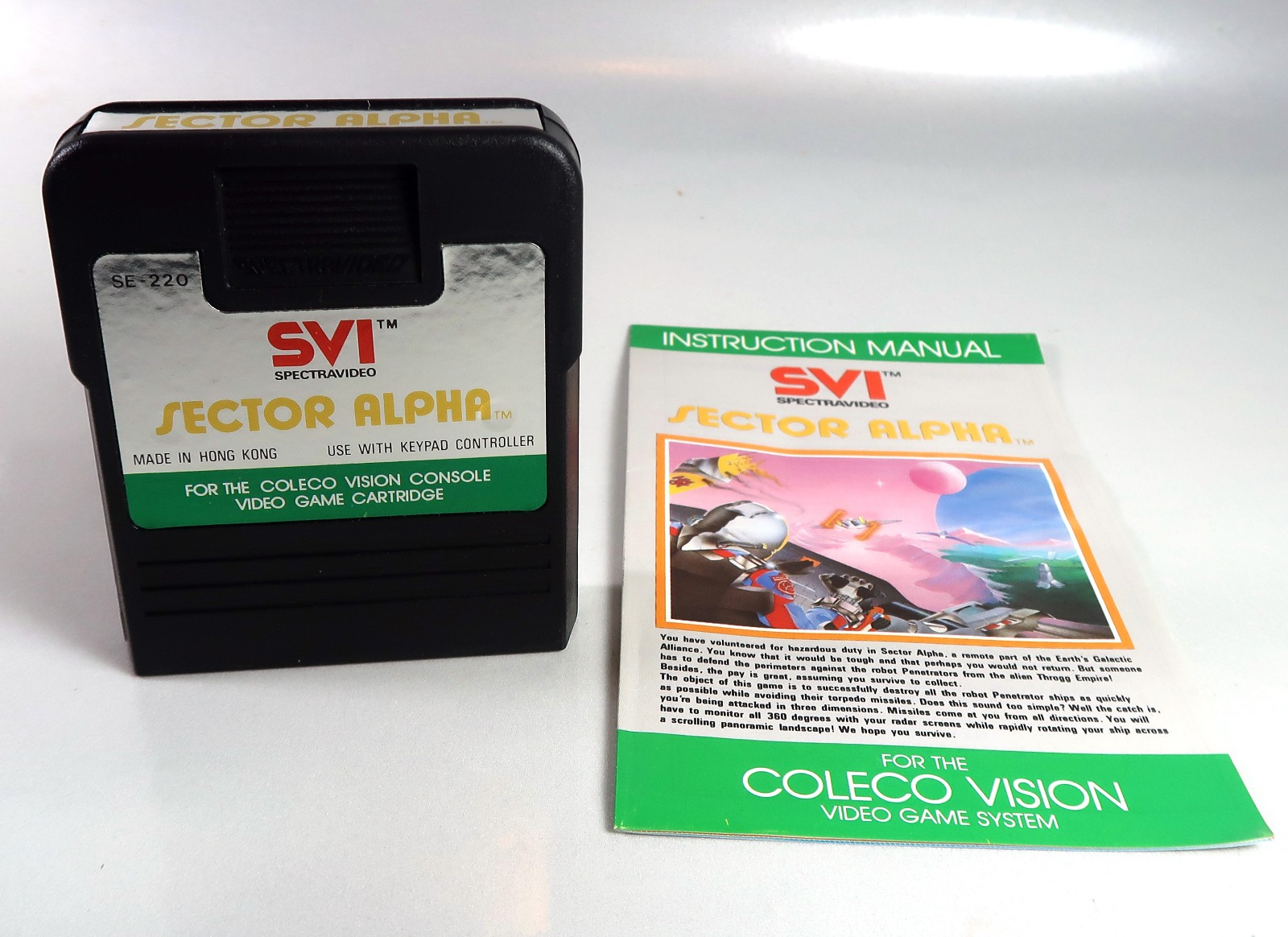 ColecoVision: SECTOR ALPHA Cartridge & Manual – Tested & WORKS – Very NICE Label