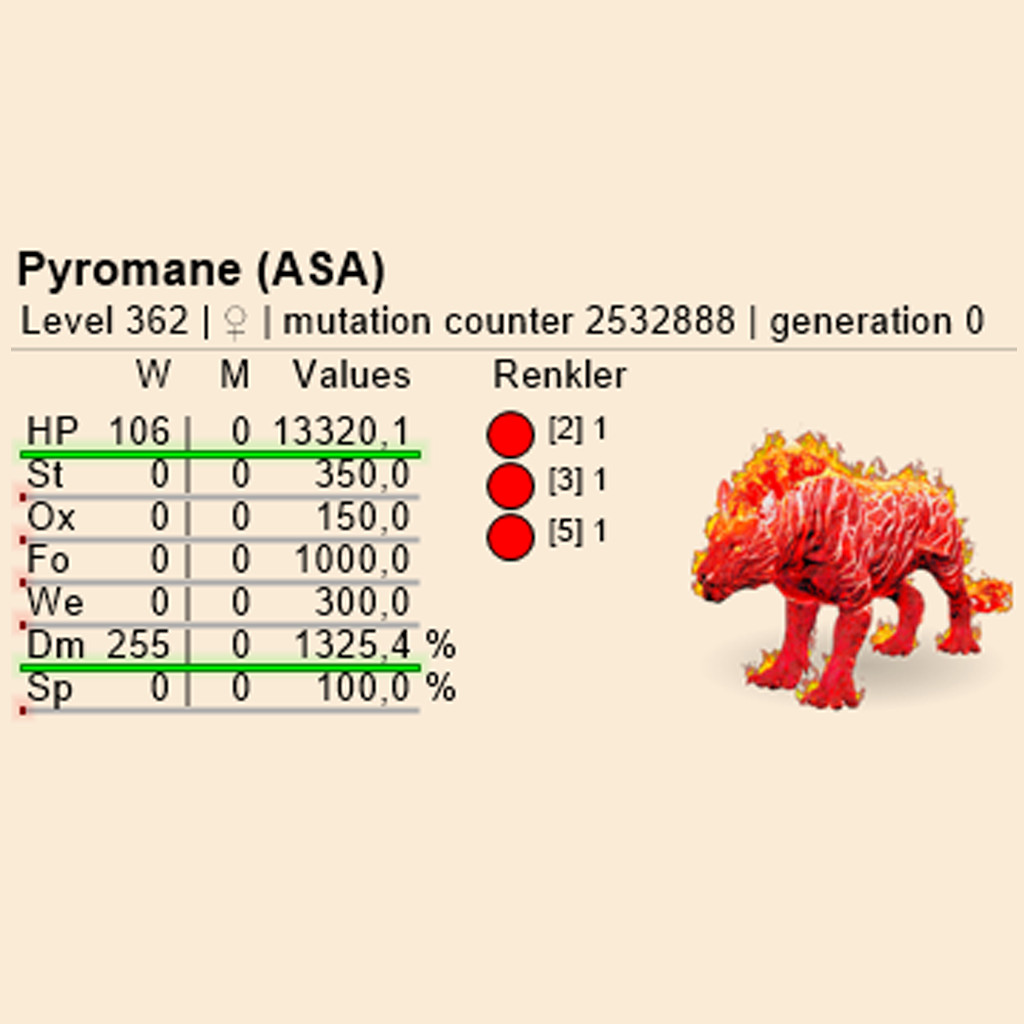 ARK Survival Ascended | Dinos | Pyromane 362 1325MD | Official Pve | Xbox/PS5/PC