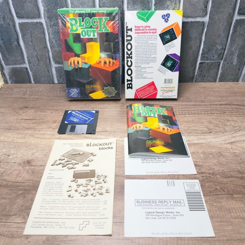 Atari ST Blockout 3D Game Multi-Color Strategy 1989 Vintage Block Out