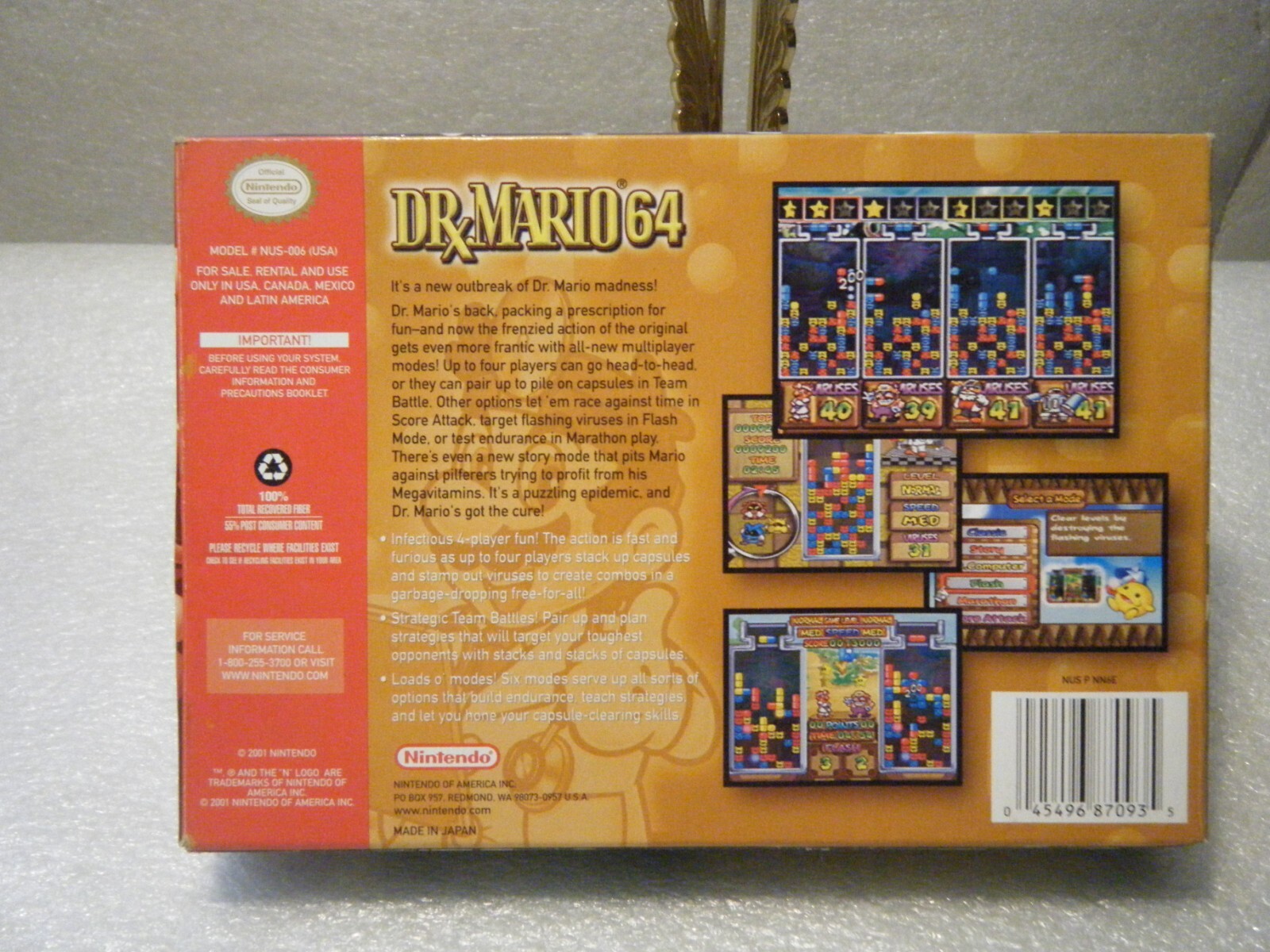 Dr. Mario 64 ( Nintendo 64, 2001 ) Game Cartridge, Box and Instruction Booklet