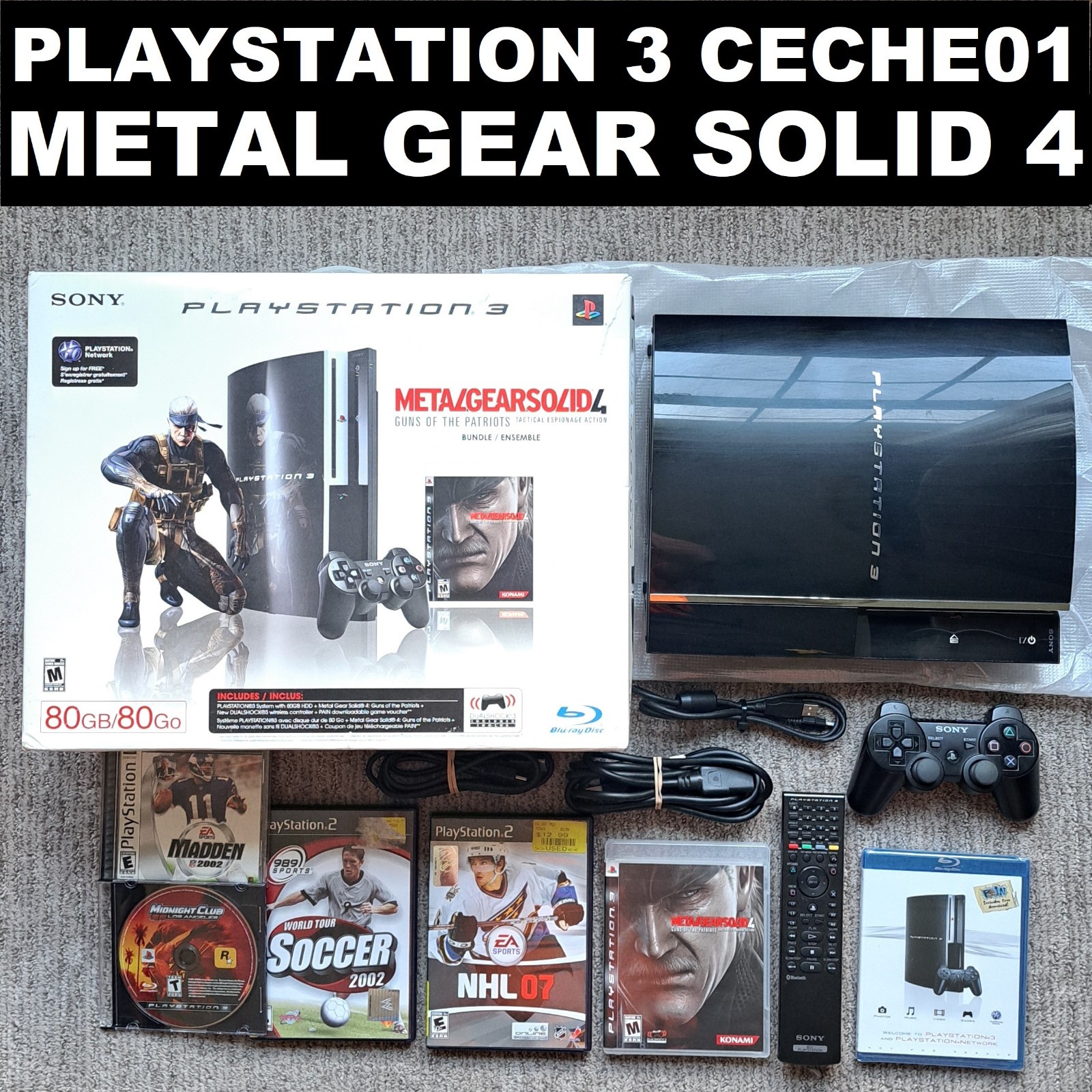 ✅ Sony PlayStation 3 80GB Console PS3 Bundle CECHE01 Backwards Compatible w/ Box