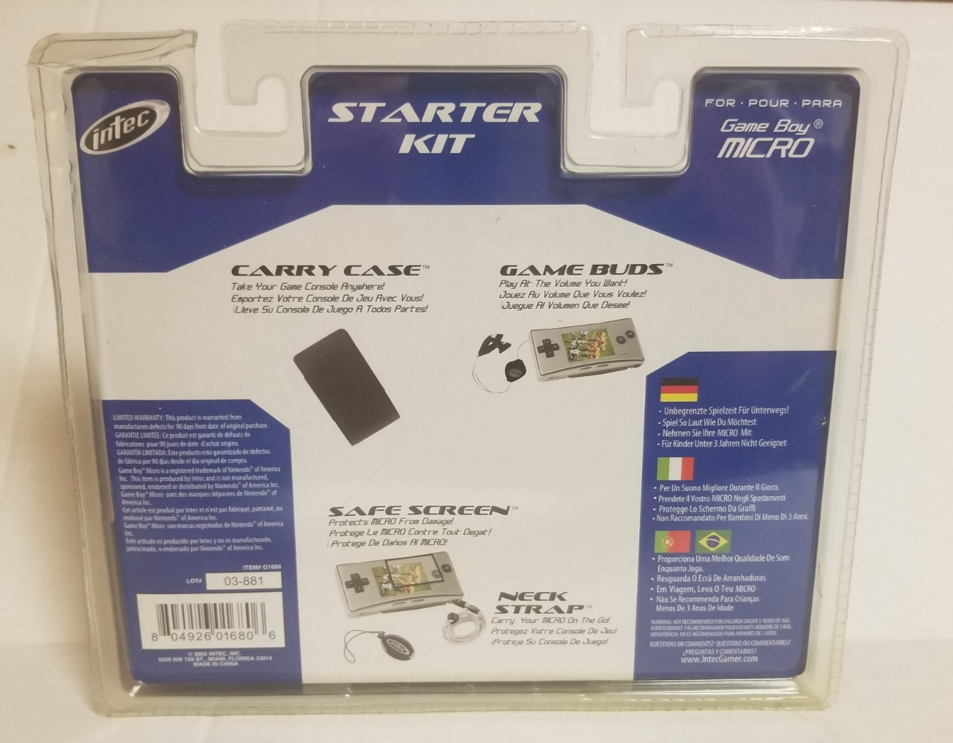 INTEC Game Boy Micro Starter Kit with Carry Case Game Buds Screen Protector NEW