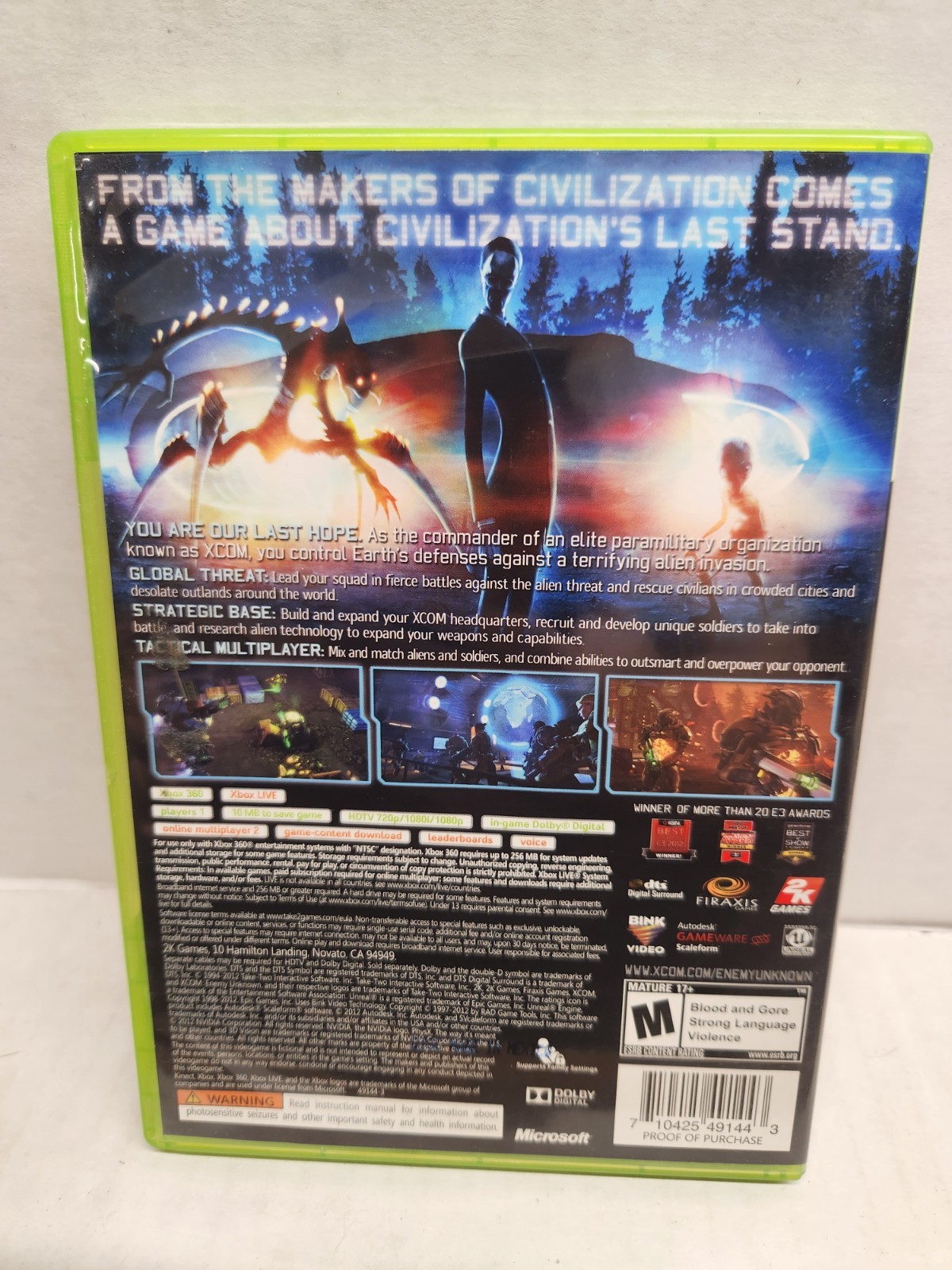 2K XCOM Enemy Unknown Videogame Microsoft XBox 360