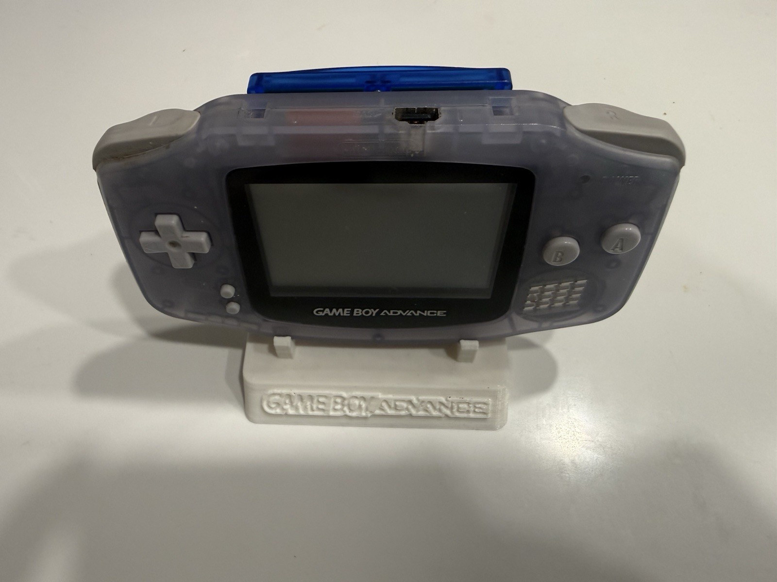 Nintendo Game Boy Advance AGB-001 Glacier Clear Handheld System Great Condition