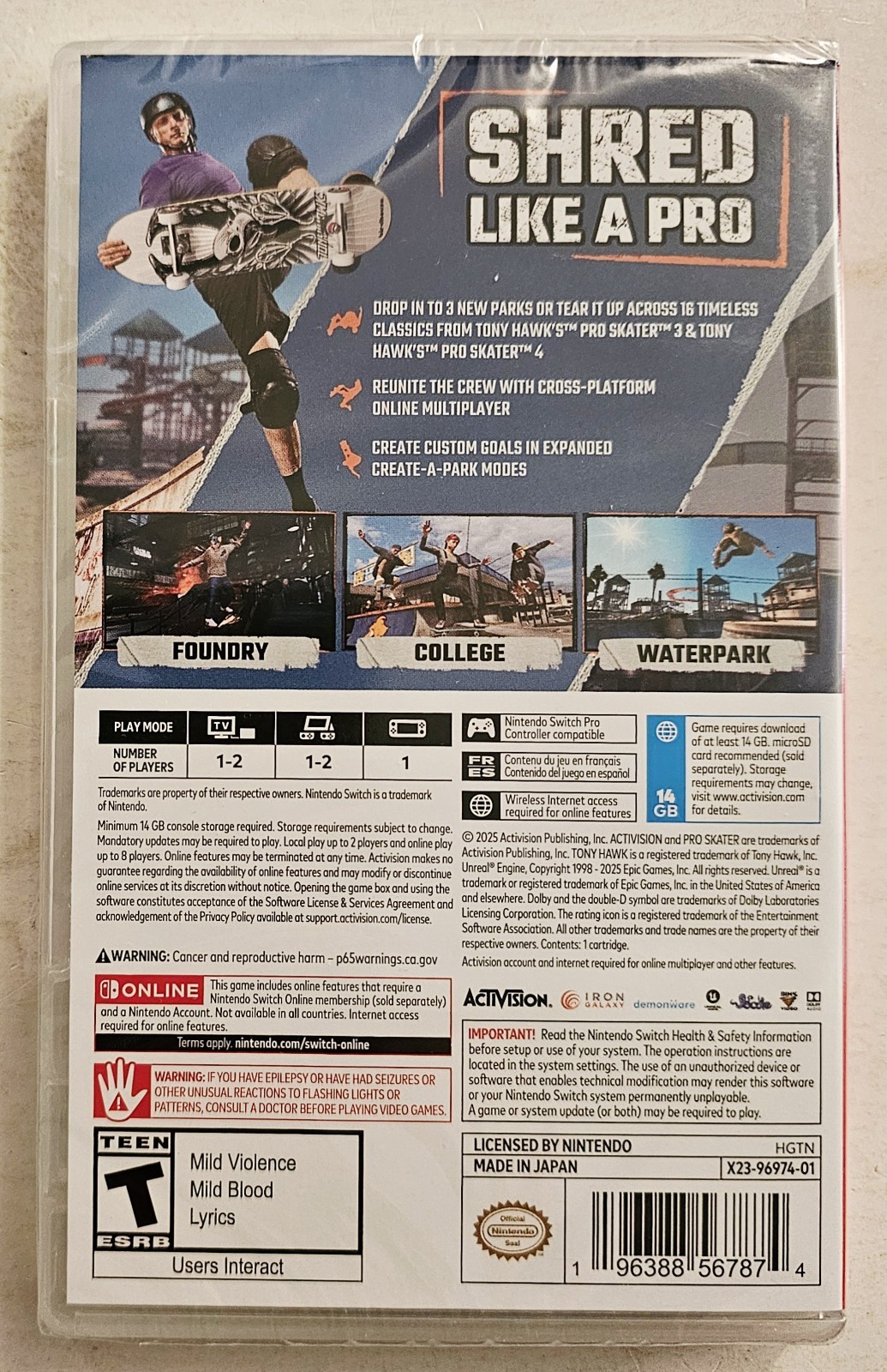 TONY HAWK’S PRO SKATER 3 + 4 NINTENDO SWITCH BRAND NEW FAST SHIPPING