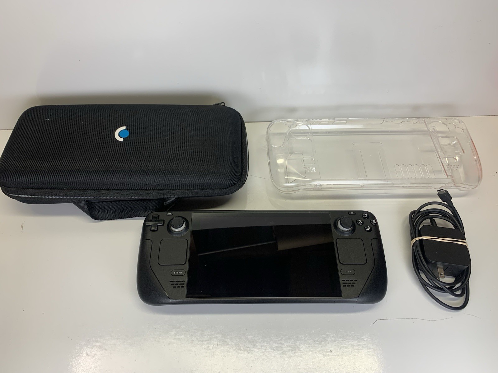 Valve Steam Deck LCD 256GB Handheld Console w/ Charger Hard Case Clear Case