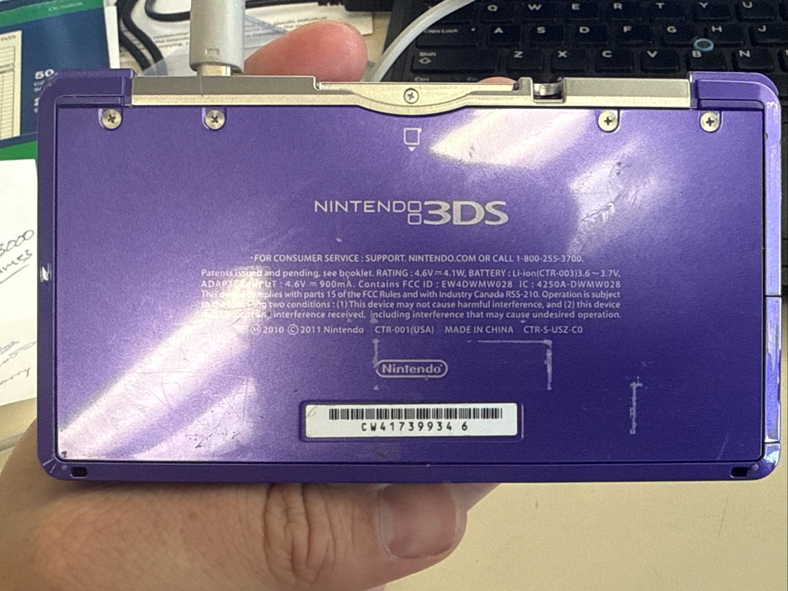 Nintendo 3DS Midnight Purple Portable Gaming Console W/ 13 Games