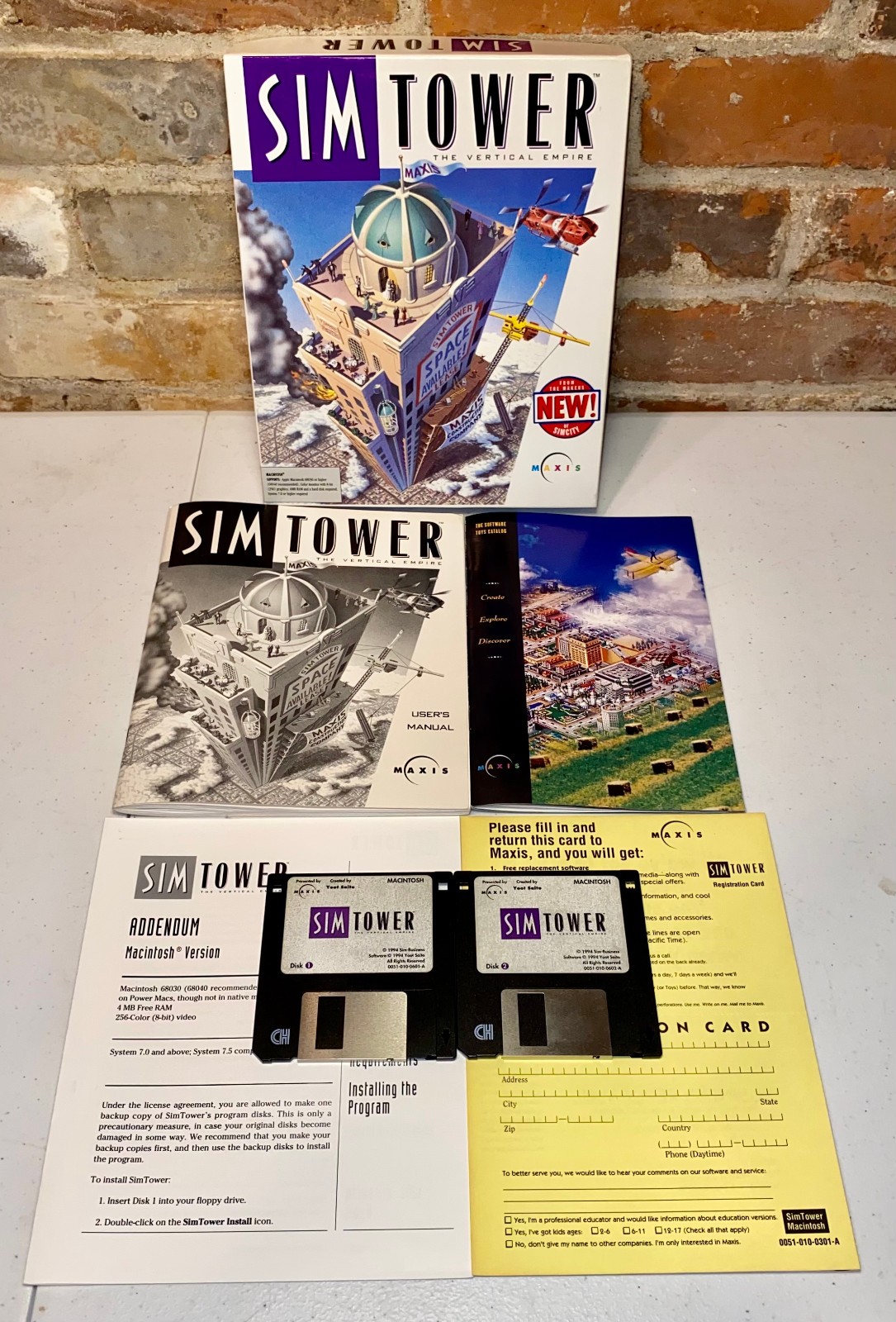 Sim Tower [2x 3.5″ floppy disks] for Macintosh Used but Complete