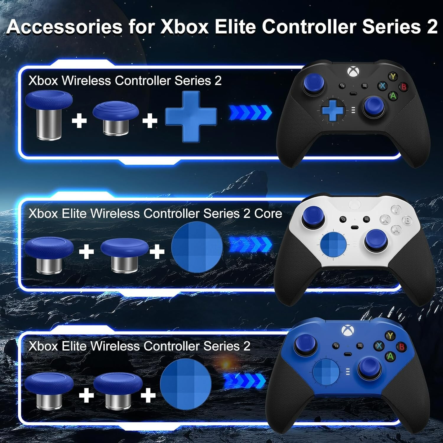 Metal Thumbsticks for Xbox One Elite Series 2, Elite Series 2 Core Controller Pa