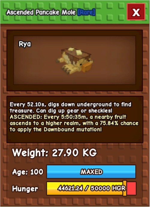 Ascended Pancake Mole Heavy 27.8kg Age 100 ‼️🪴Grow A Garden🌿⚡FAST DELIVERY‼️