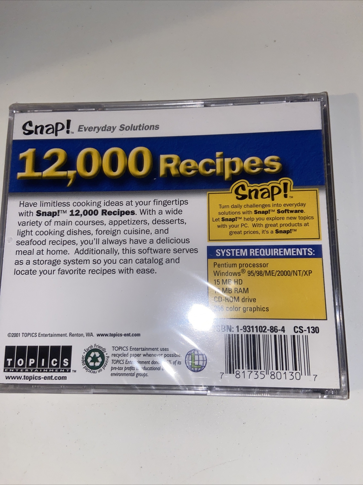 Snap 12,000 Recipes (PC, 2001)