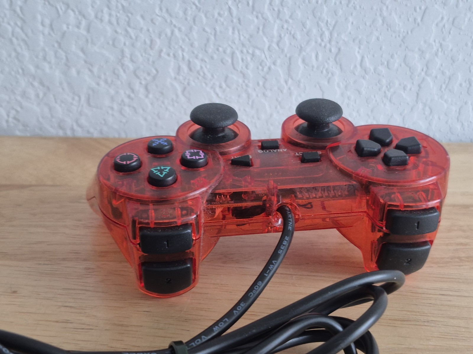 PS2 PS1 Wired Controller Dual Vibration Transparent Color 5.5FT