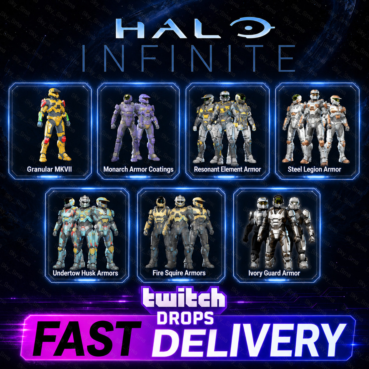 Halo Infinite Twitch Drops – Armor Weapons Visor Spartan ID – 12 Rewards