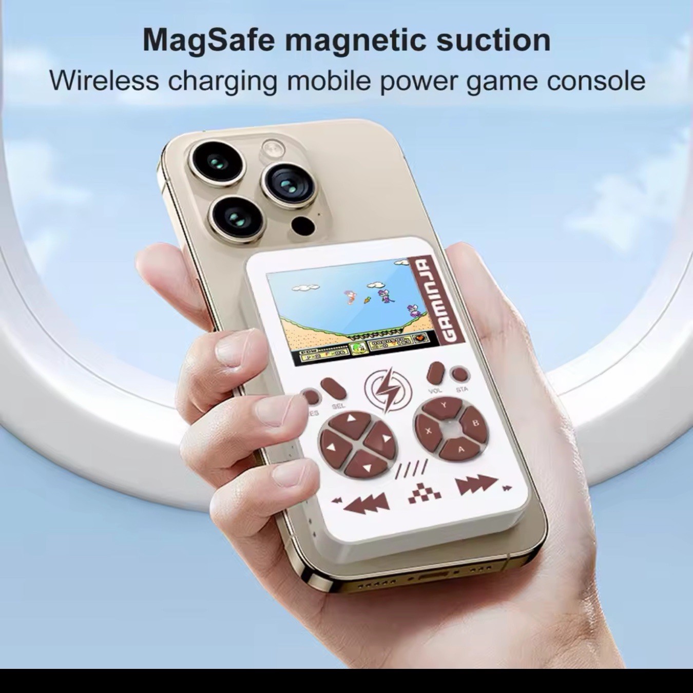 PB05 Mini Handheld Game Console 400 Games 5000mAh Magnetic Power Bank