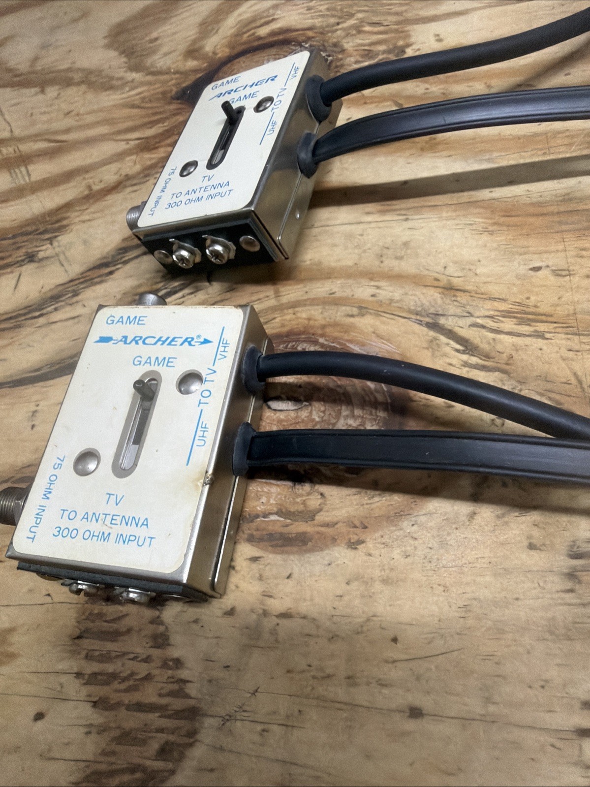 Set of 2 Vintage Computer Atari Game to TV Antenna Switch Adapter VHF – READ!!