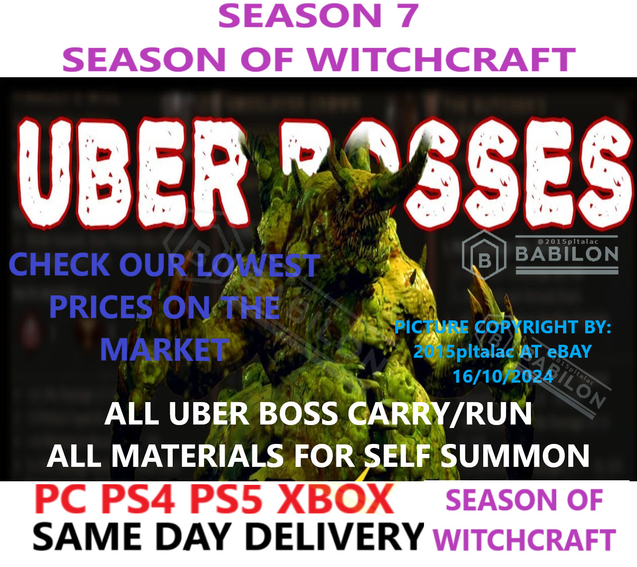 DIABLO 4 S7 UBER DURIEL AND OTHER BOSS RUN/MATERIALS ✅PC PS4 PS5 XBOX ✅DIABLO IV