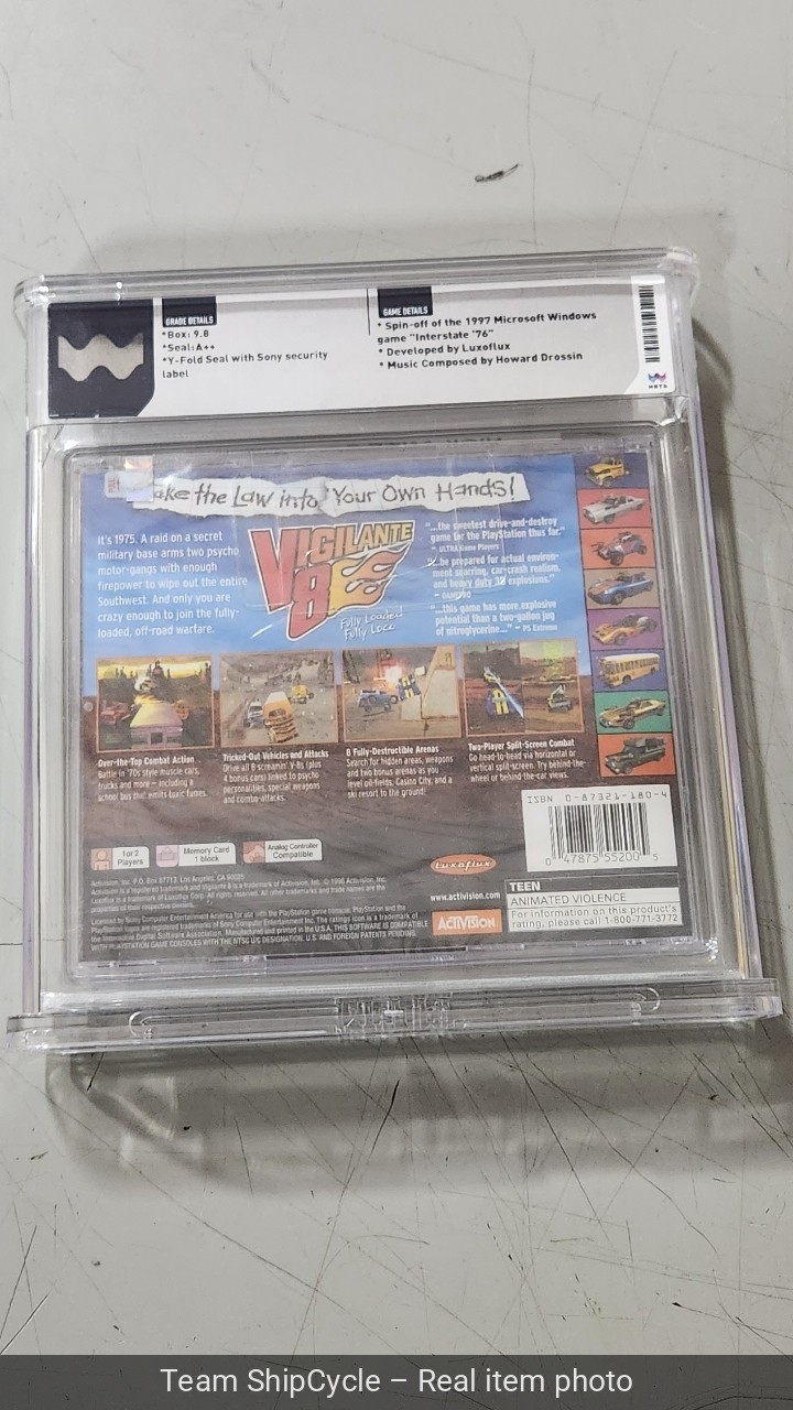 Vigilante 8 Sony PlayStation 1 1998 WATA 98 A TOP POP 1 of 1 G2U