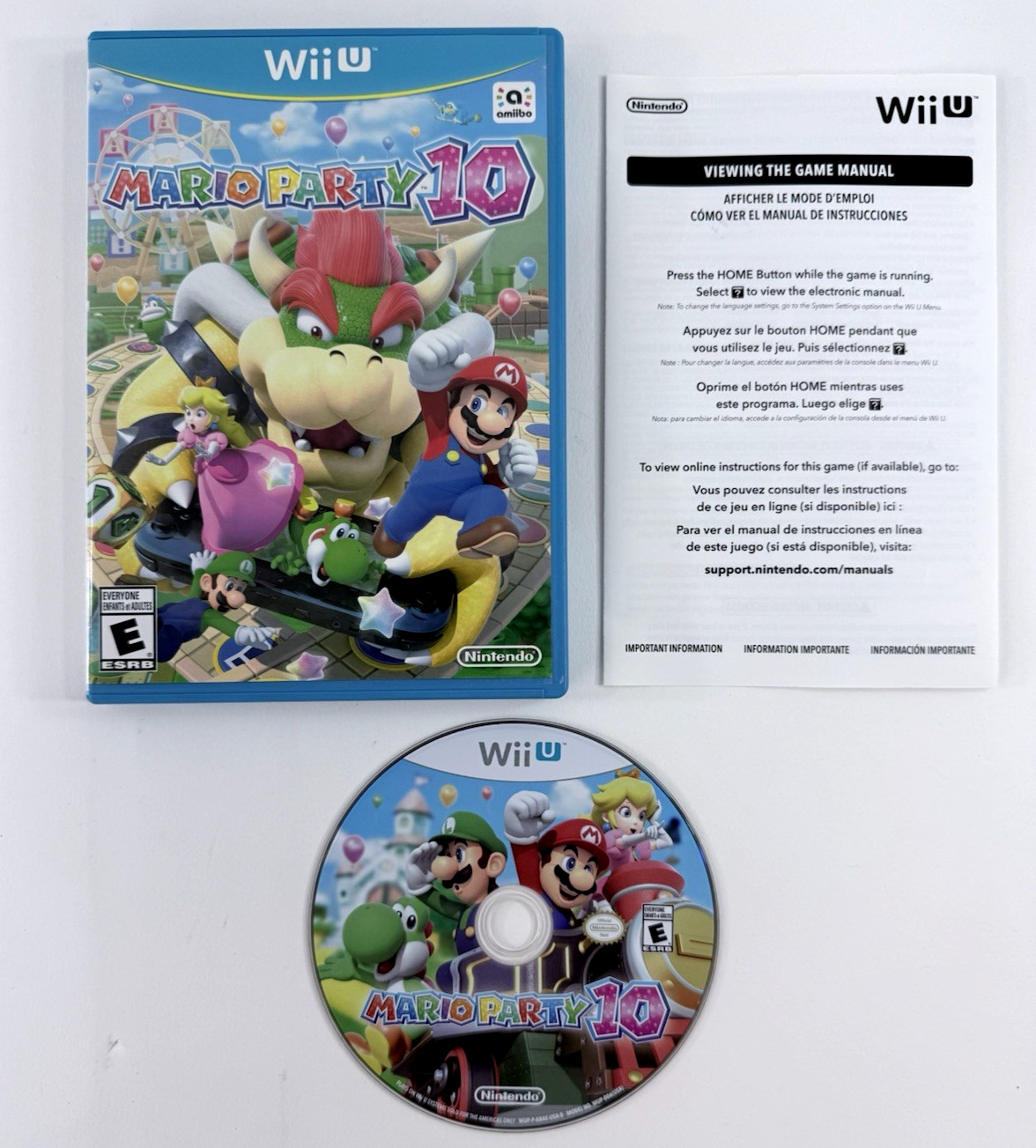 Mario Party 10 (Nintendo Wii U, 2015) Game Case Manual – Tested and Working