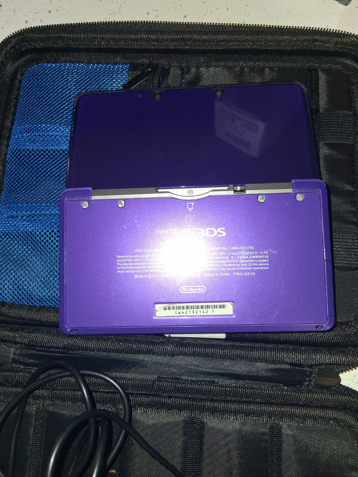 Nintendo 3DS Midnight Purple Portable Gaming Console Tested W/2 Games Case