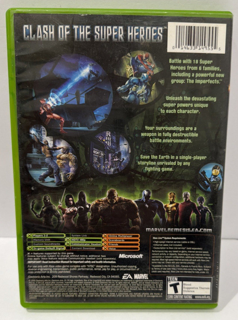 Marvel Nemesis Rise of the Imperfects Xbox 2005 Tested No Manual