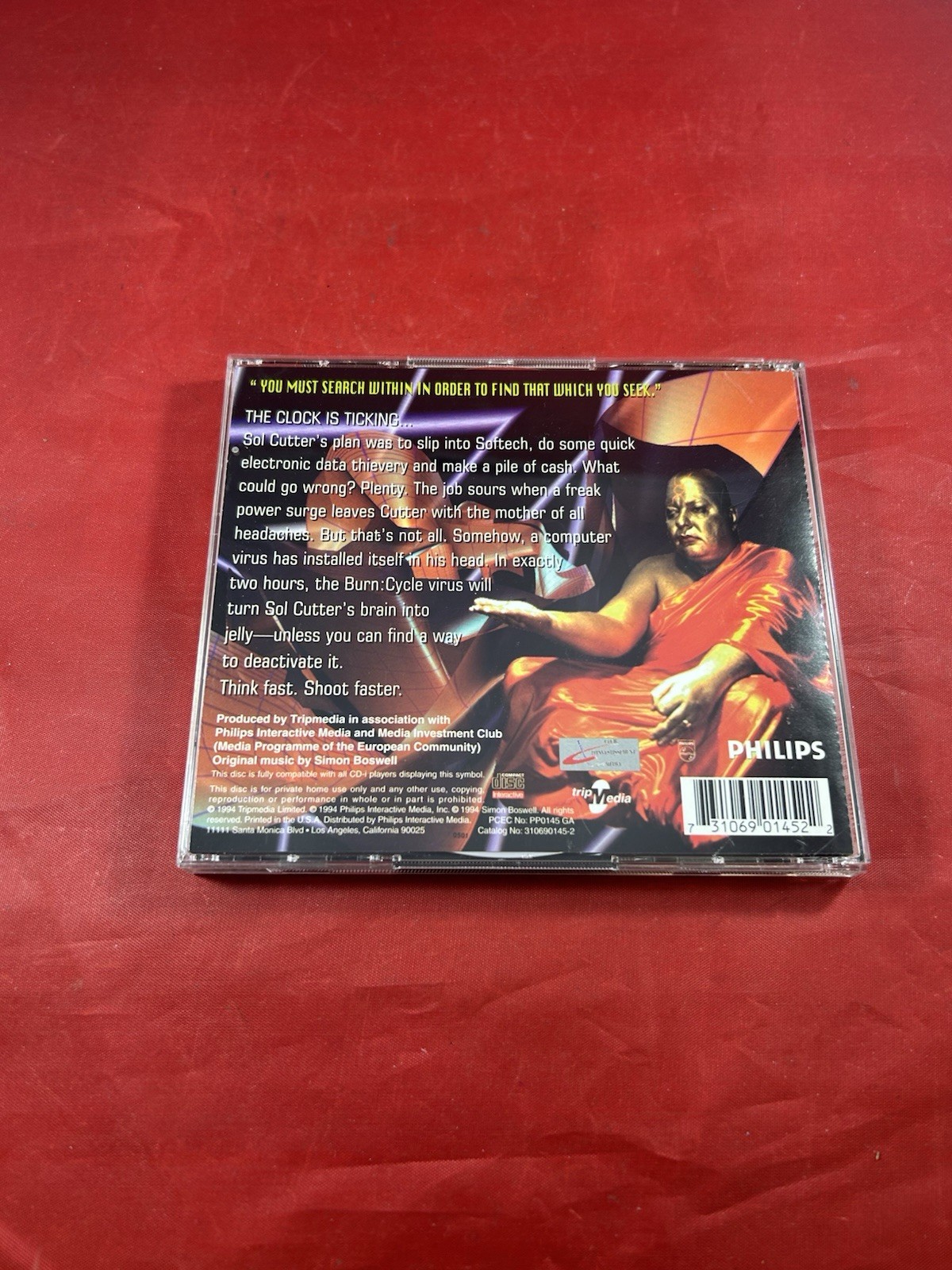 Burn:Cycle Philips CD-i PAL 1994 Philips Interactive Media Complete w/ MusicDisc