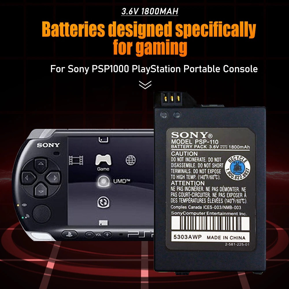Rechargeable Battery for Sony PSP-110 PSP-1001 PSP 1000 Fat New 3.6V 1800mAh