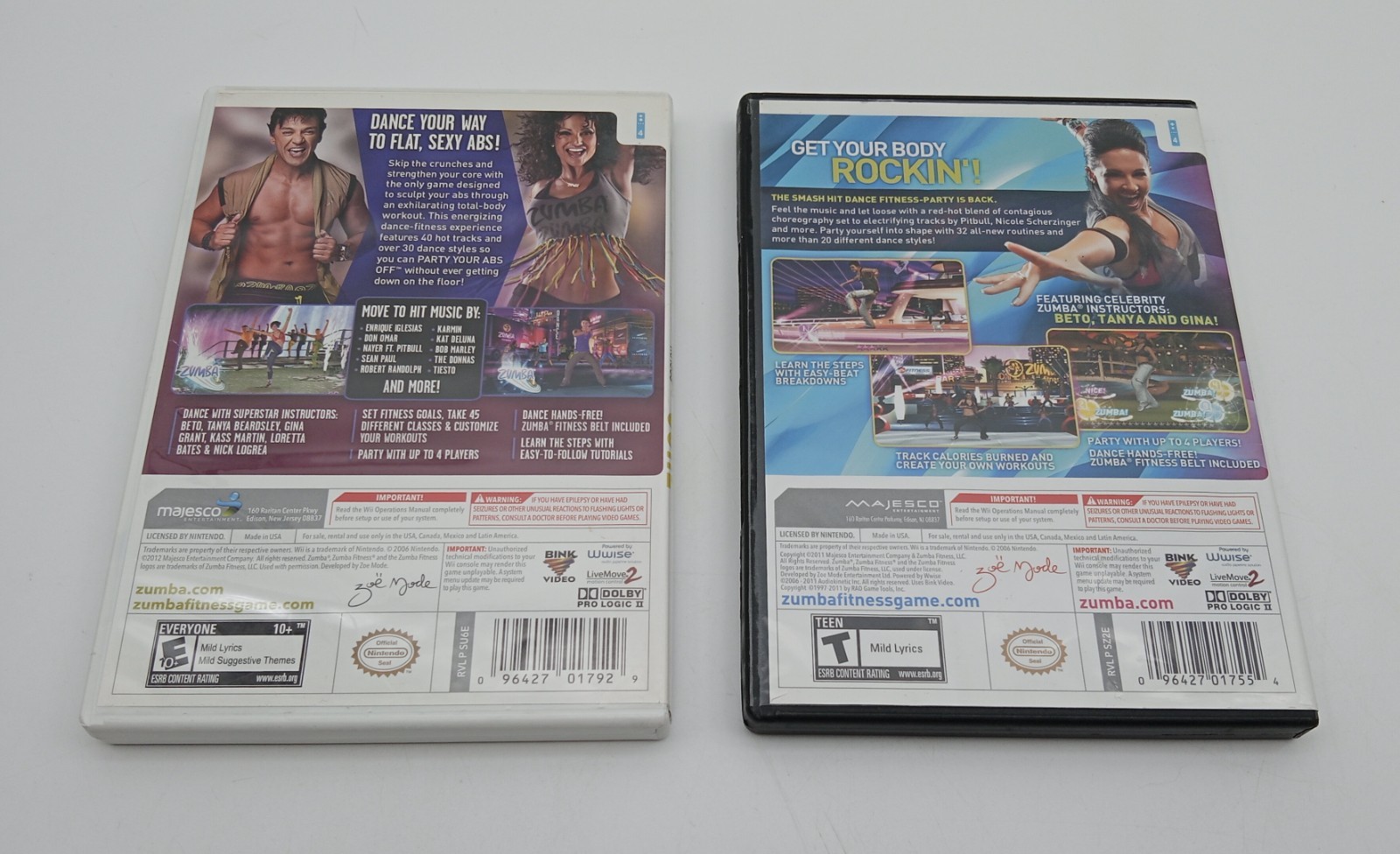 Nintendo Wii Zumba Fitness Core/Zumba Fitness 2 Games Lot of (2)