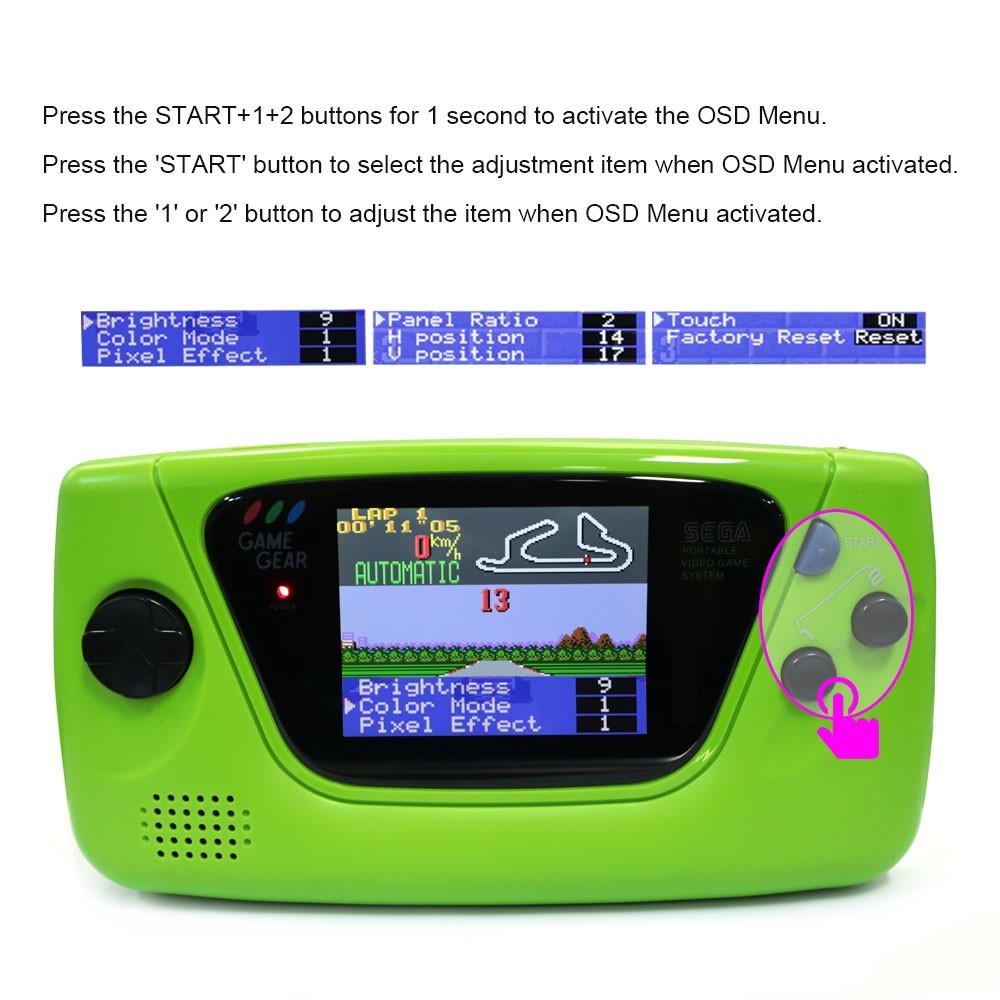 3.5 Inch Drop in SEGA Game Gear Laminated IPS LCD Kits W/Shell 640×480 display