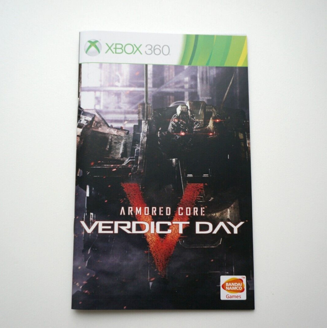 Armored Core: Verdict Day XBOX360 Instruction Manual ONLY READ DESCRIPTION