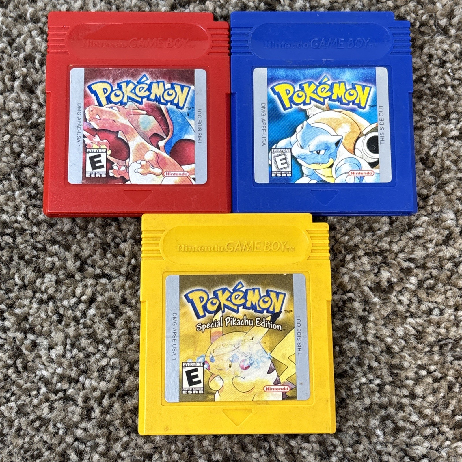 Pokemon Blue Red Yellow Gameboy Game Boy Authentic NEW BATTERY