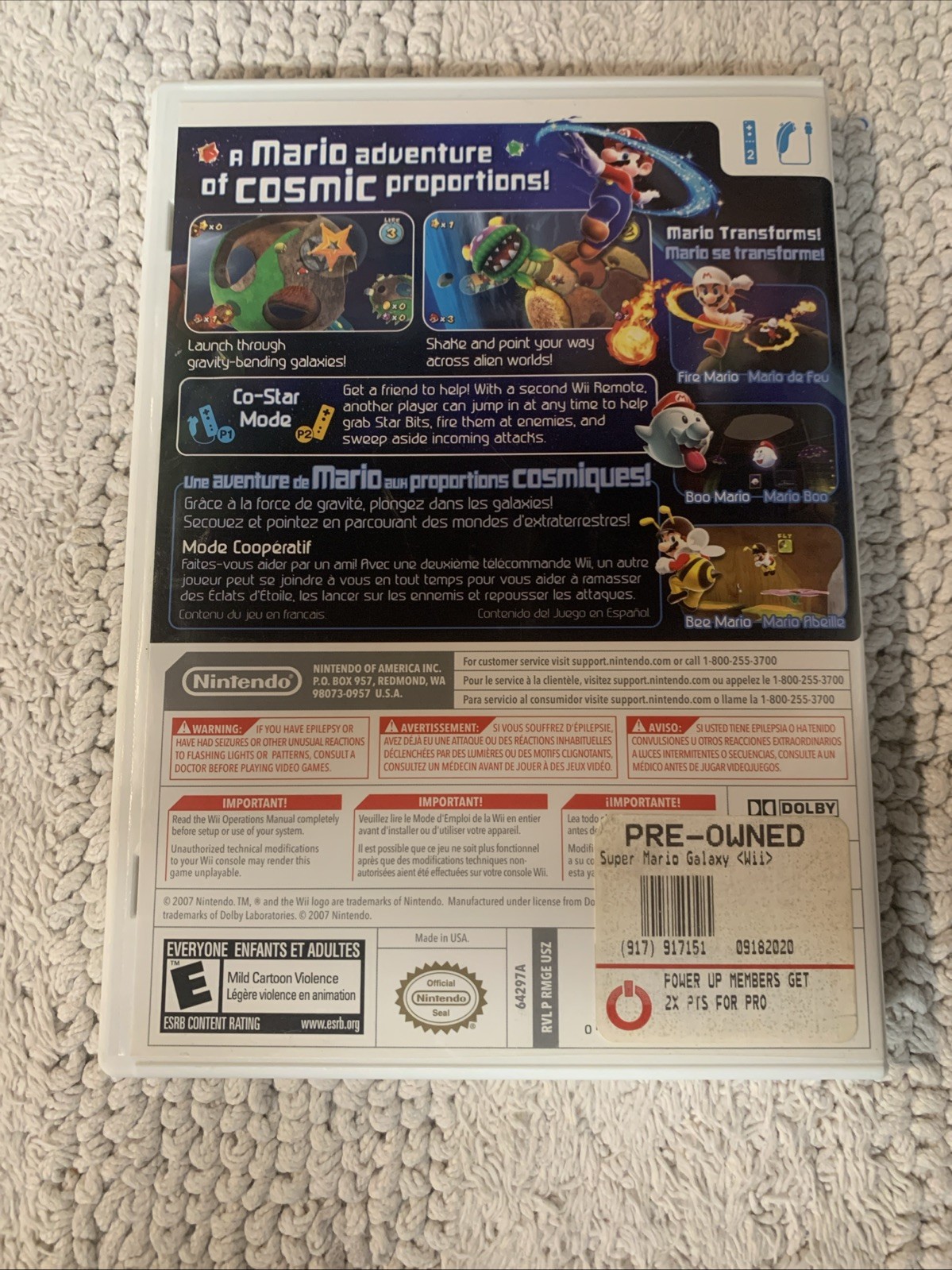 Super Mario Galaxy Nintendo Wii Complete W/ Manual