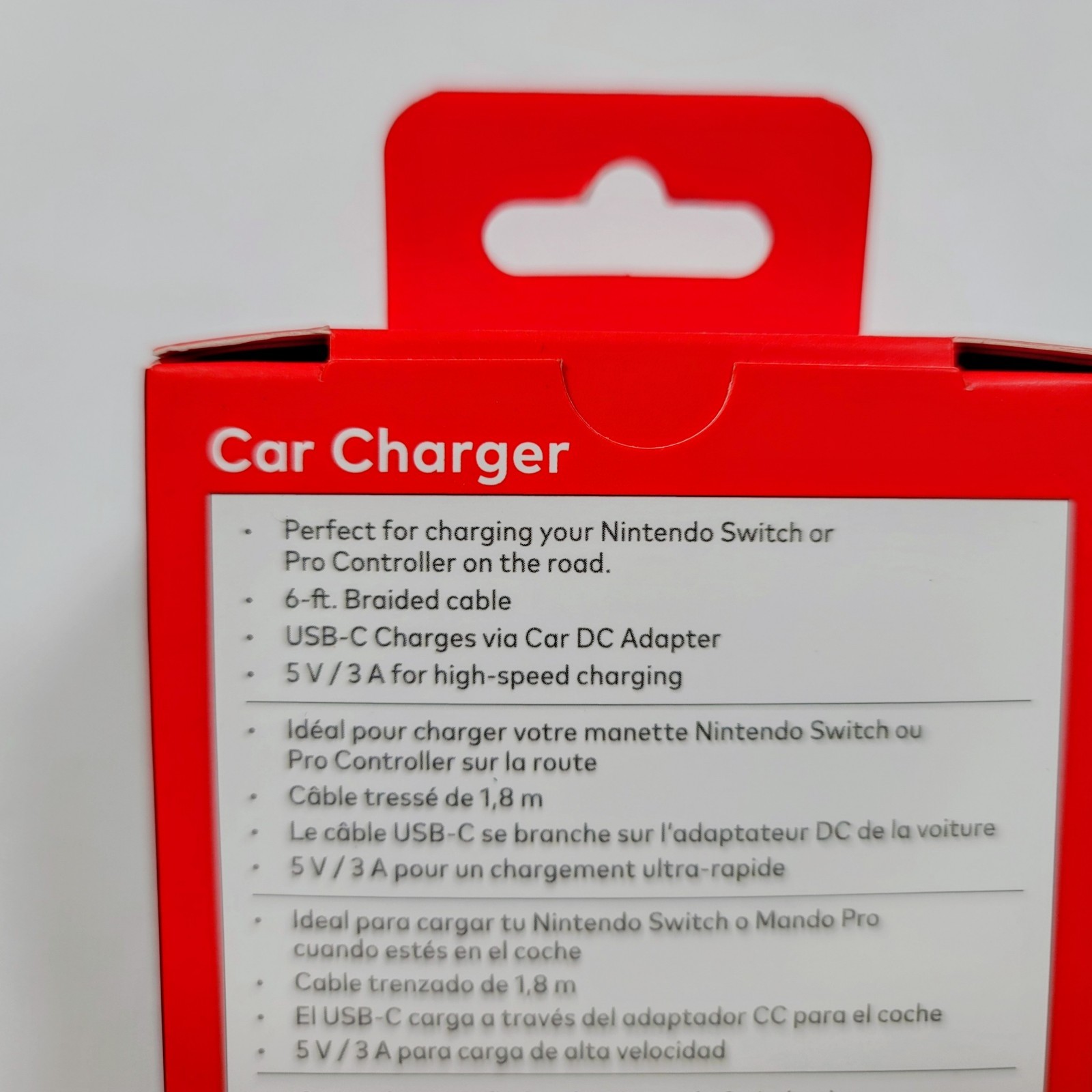 Nintendo Switch/Lite High Speed USB C Car Charger (5V/3A) 6ft Official PowerA