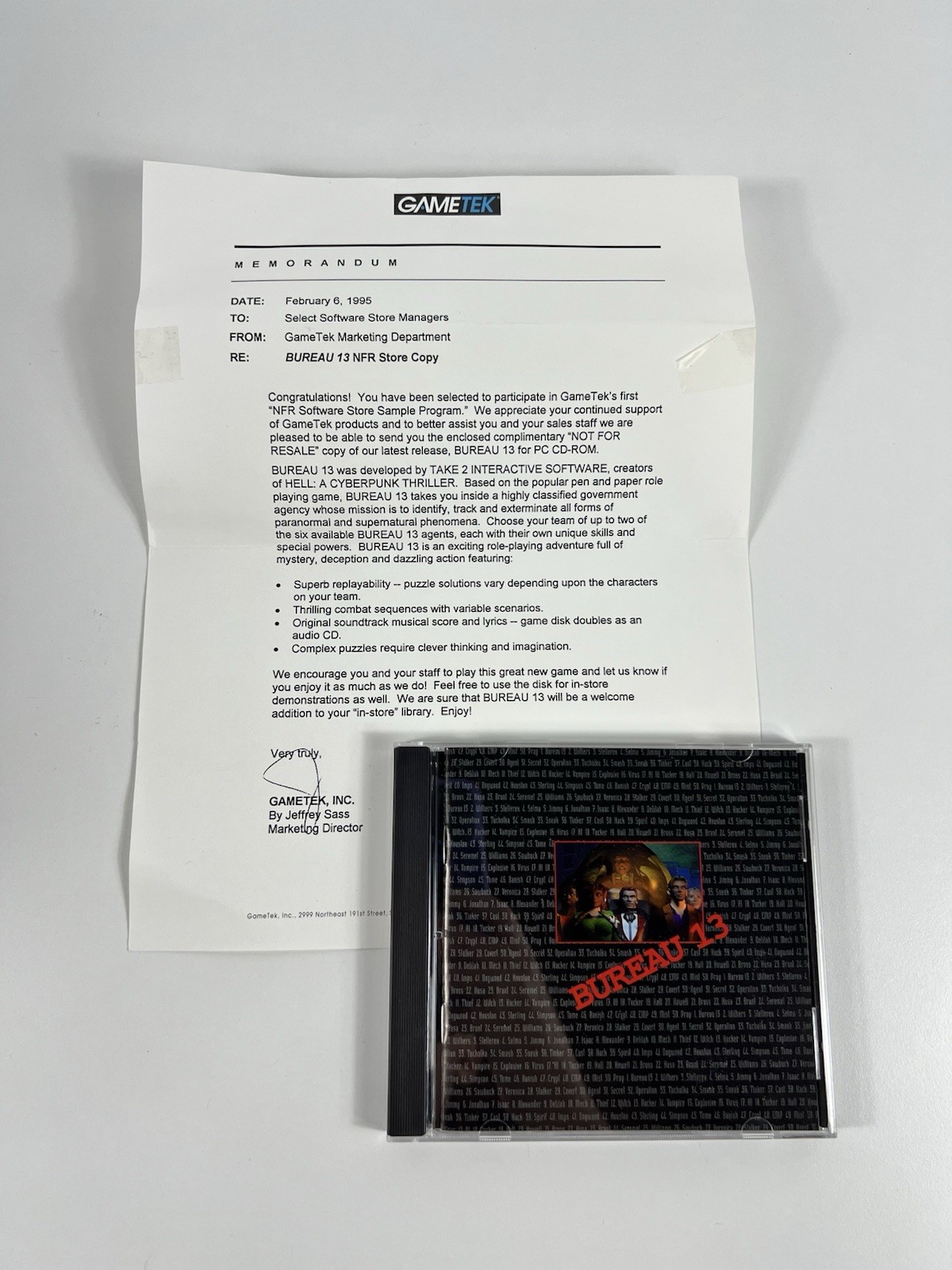 Bureau 13 Big Box PC CD-ROM Take Two Interactive, 1995