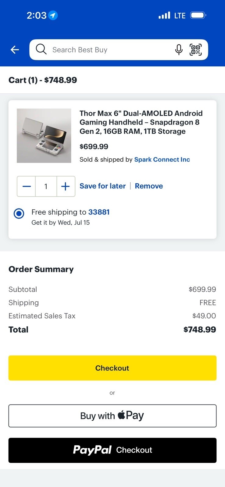 Ayn Thor 1Tb On Best Buy Brand New And Apparently It’s USF 4