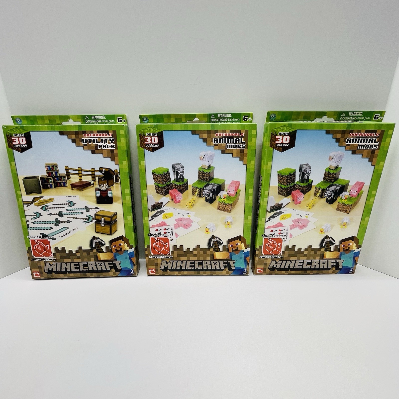 Minecraft Overworld Bundle Animal Mobs & Utility Pack Paper Craft Jazwares -2013